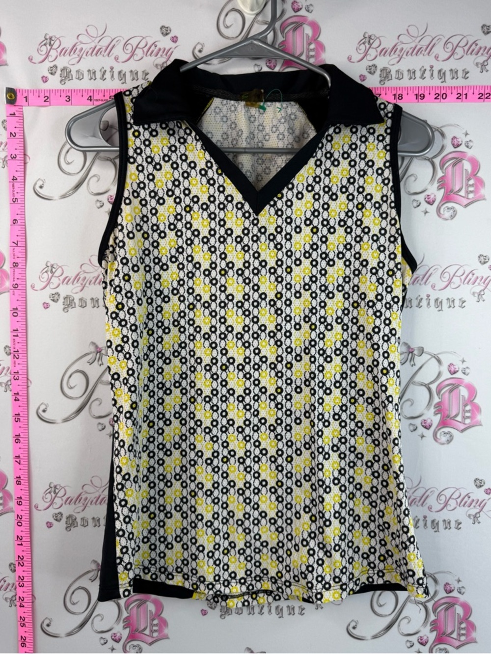 Swing tank top stretchy Sleeveless Patterned V-Neck Tank Top - Yellow/Black